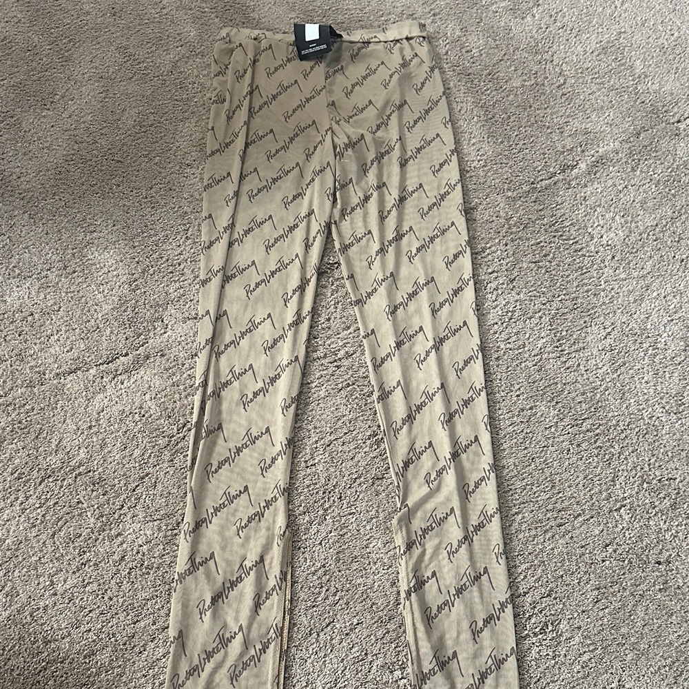 PYT Beige Logo Print Leggings